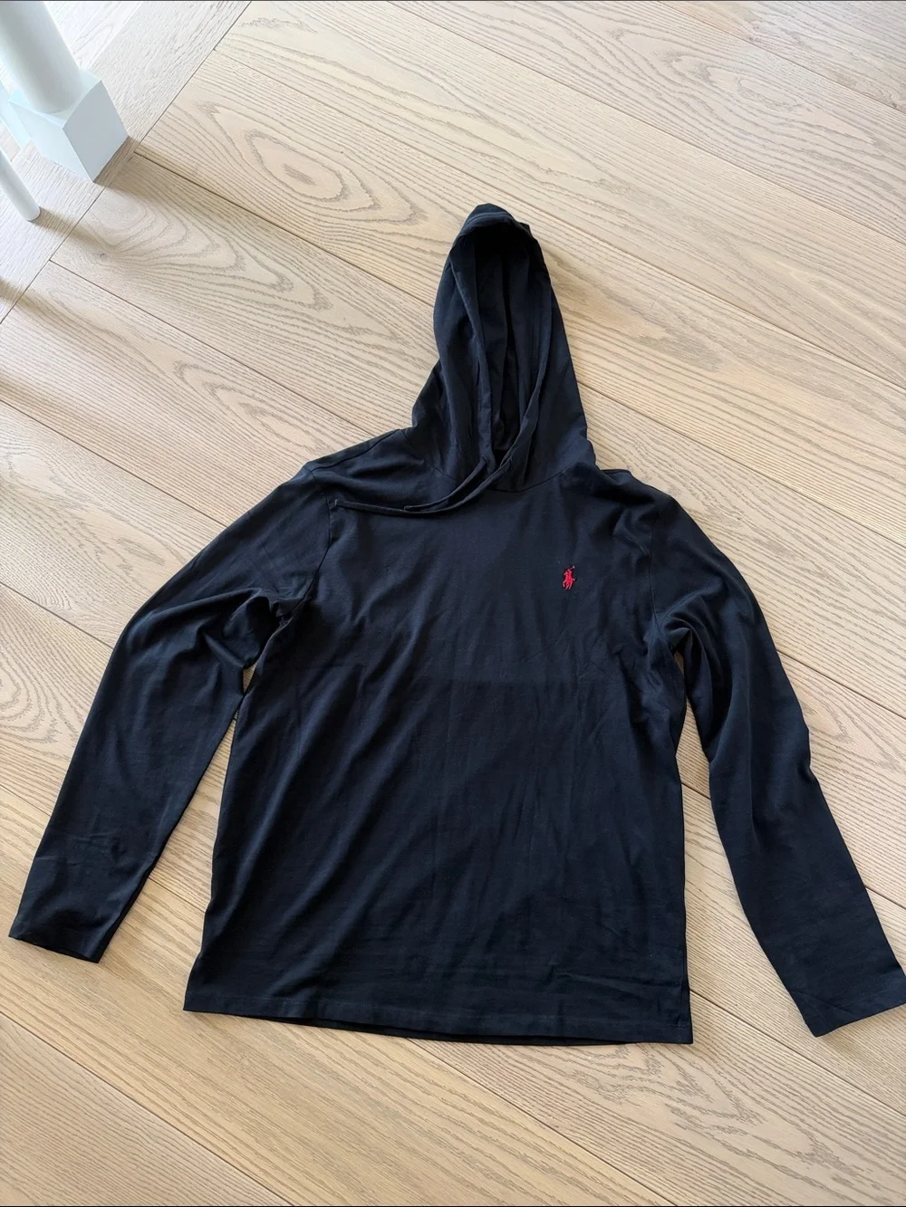 Polo by Ralph Lauren Black Hooded Long-Sleeve Shirt with Red Pony